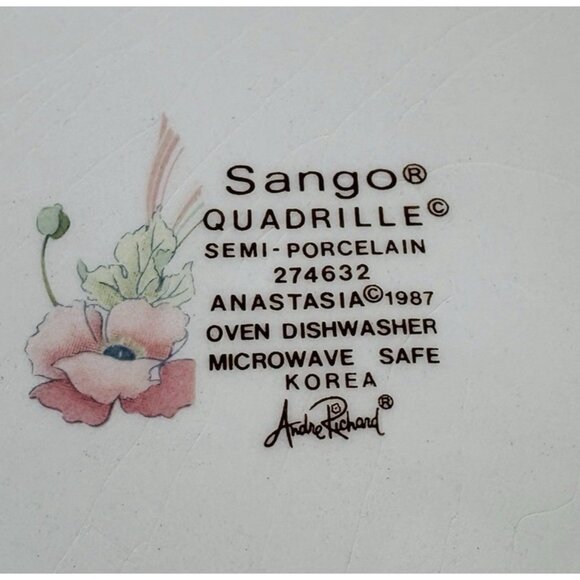 Sango Quadrille ANASTASIA  Andre Richard Floral Oriental Salad Plate Set 4 FLAW - Picture 10 of 16
